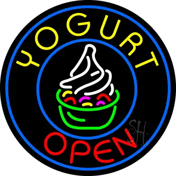 Round Yogurt Open Neon Sign