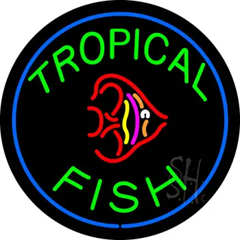 Green Tropical Fish Block Logo LED Neon Sign