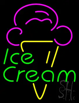 Green Ice Cream Logo Neon Sign