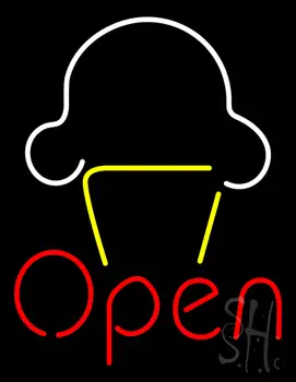 Ice Cream Open with Logo LED Neon Sign