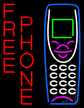 Red Free Phone with Logo Neon Sign