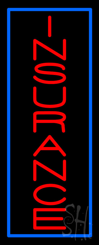 Vertical Red Insurance Blue Border Neon Sign