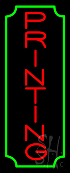 Vertical Red Printing Green Border Neon Sign