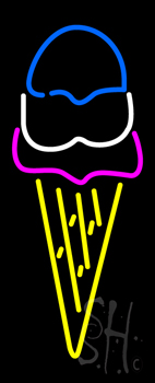 Multi Colored Ice Cream Logo Neon Sign