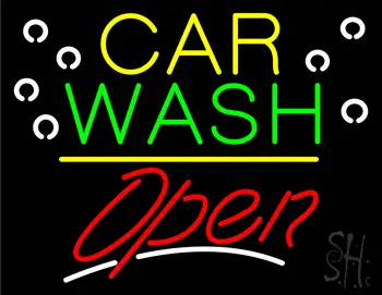 Car Wash Open Yellow Line LED Neon Sign