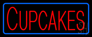 Red Cupcakes with Blue Border Neon Sign