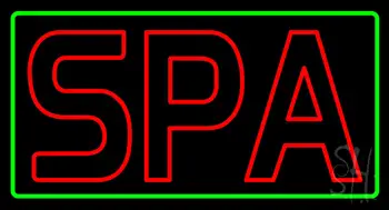 Double Stroke Red Spa Green Border Neon Sign