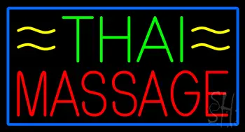 Green Thai Red Massage Blue Border Neon Sign