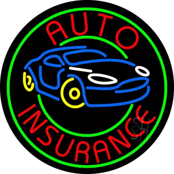 Round Auto Insurance Car Logo Neon Sign