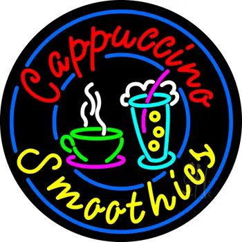 Round Cappuccino Smoothies Neon Sign