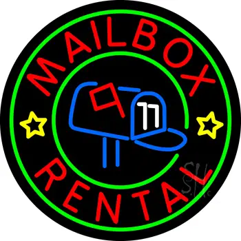 Mailbox Rental Center Logo Neon Sign