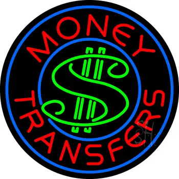 Round Money Transfers Dollar Logo Neon Sign