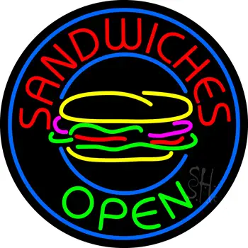 Round Sandwiches Open Neon Sign