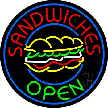Round Sandwiches Open Logo Neon Sign